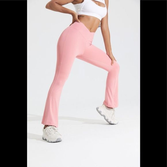 COPY - Pink Flare Crossover Legging - Picture 8 of 9
